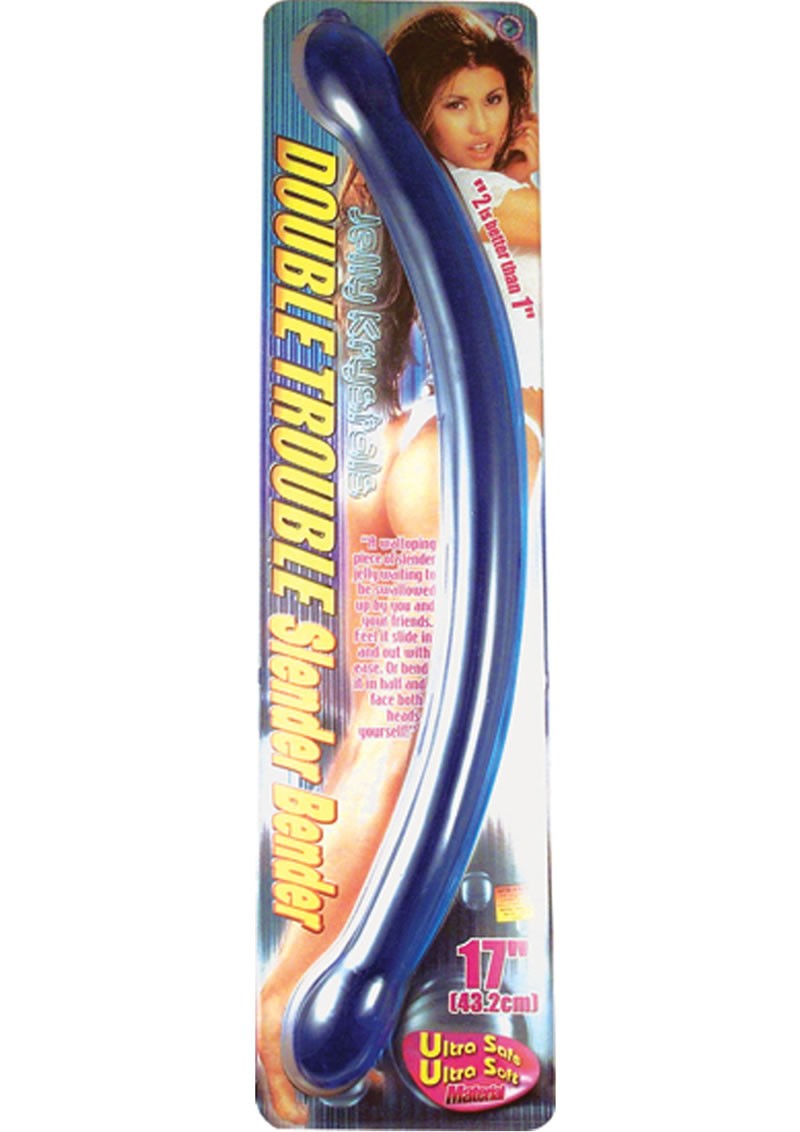 Double Trouble Slender Bender Double Ended Dildo 17 Inch Blue