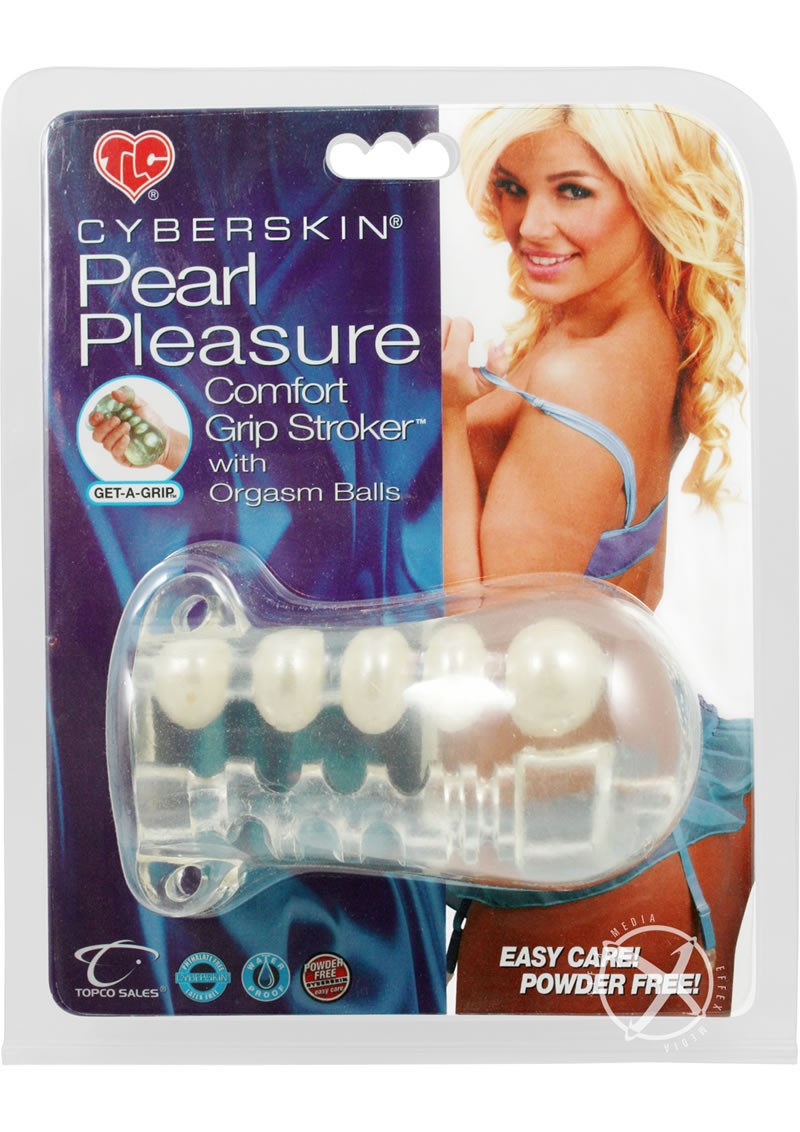 TLC Pearl Pleasure CyberSkin Comfort Grip Stroker Clear