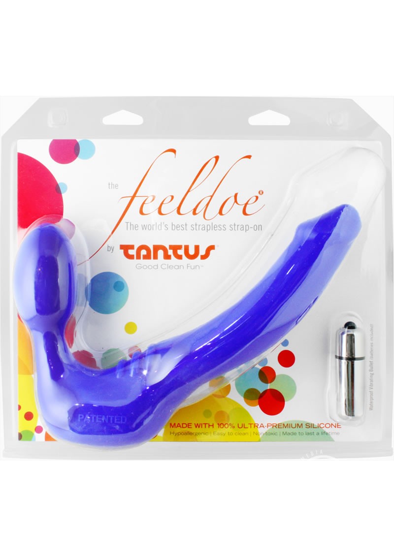 Tantus Feeldoe Slim Dildo Rabbit Silicone Blue