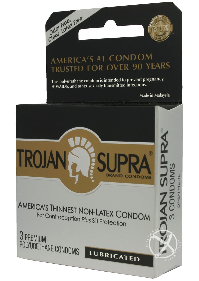 Trojan Condom Supra Microsheer Non Latex Lubricated 3 Pack