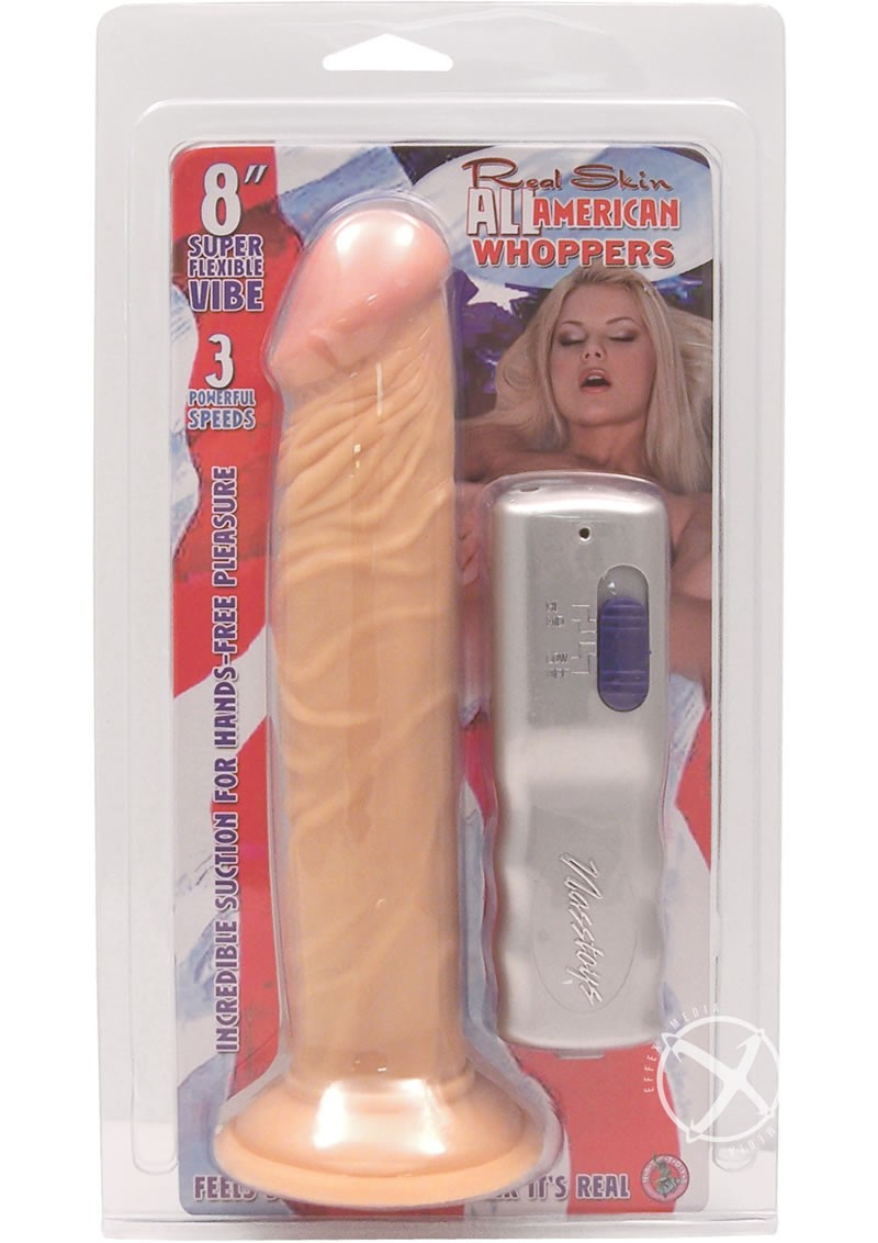 Real Skin All American Whoppers Vibrating Dong 8 Inch Flesh