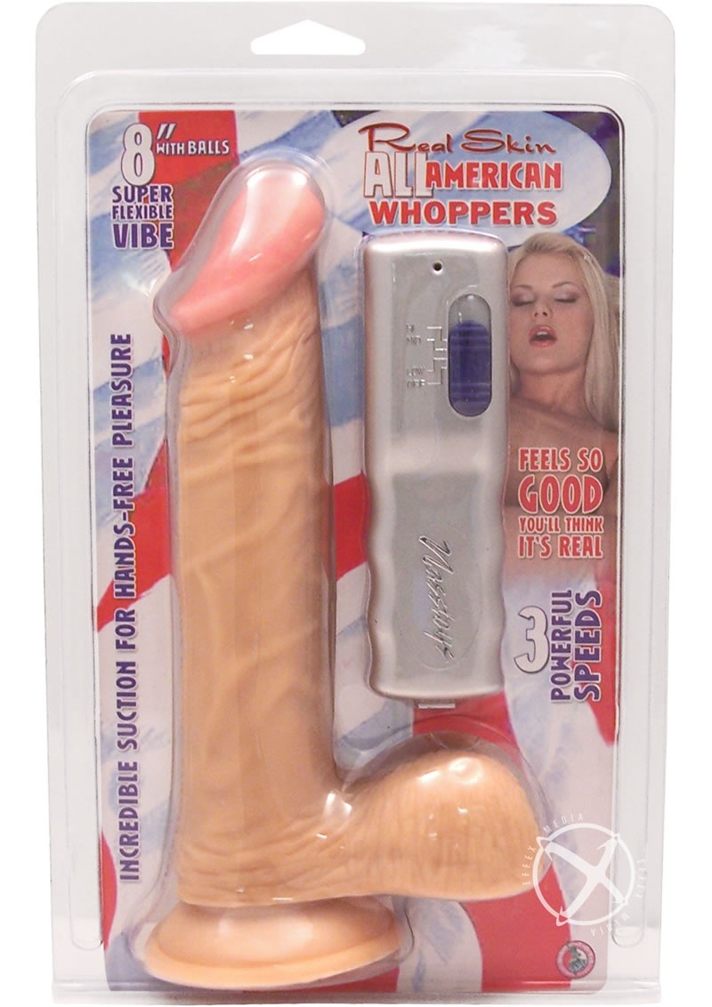 Real Skin All American Whoppers Dong w/ Balls 8 Inch Flesh