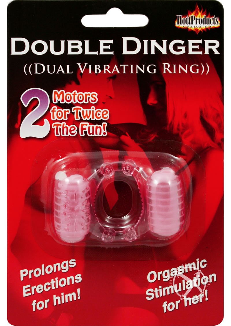 Humm Dinger Double Dinger Dual Vibrating Cock Ring Magenta                                         