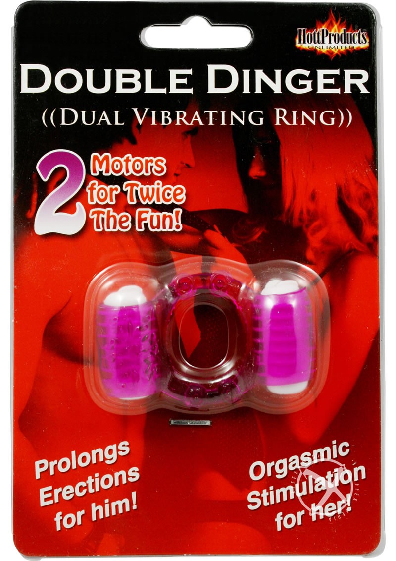 Humm Dinger Double Dinger Dual Vibrating Cockring Purple                                           