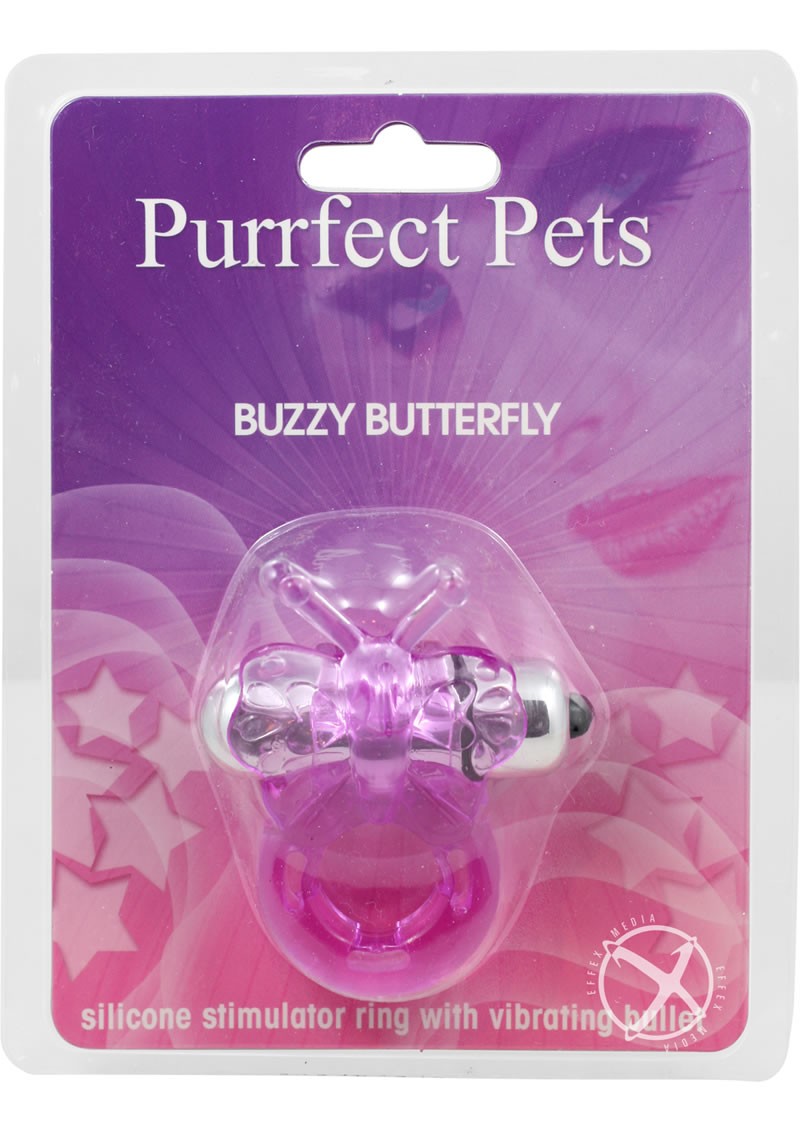 Purrrfect Pets Buzzy Butterfly Stimulator w/ Bullet Purple