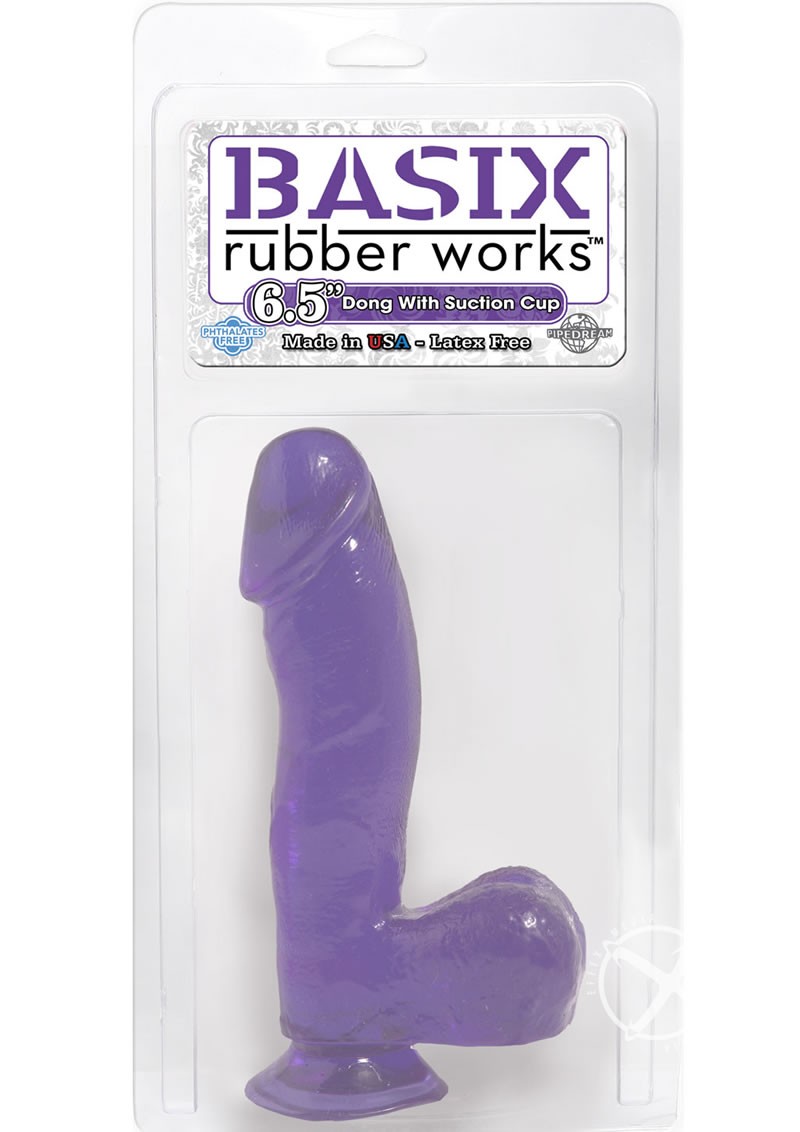 Basix Rubber Works 6.5 Inch Dong w/ Suction Cup Purple