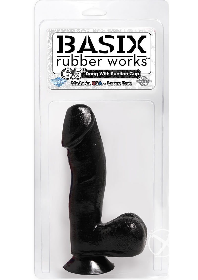 Basix Rubber Works 6.5 Inch Dong w/ Suction Cup Black