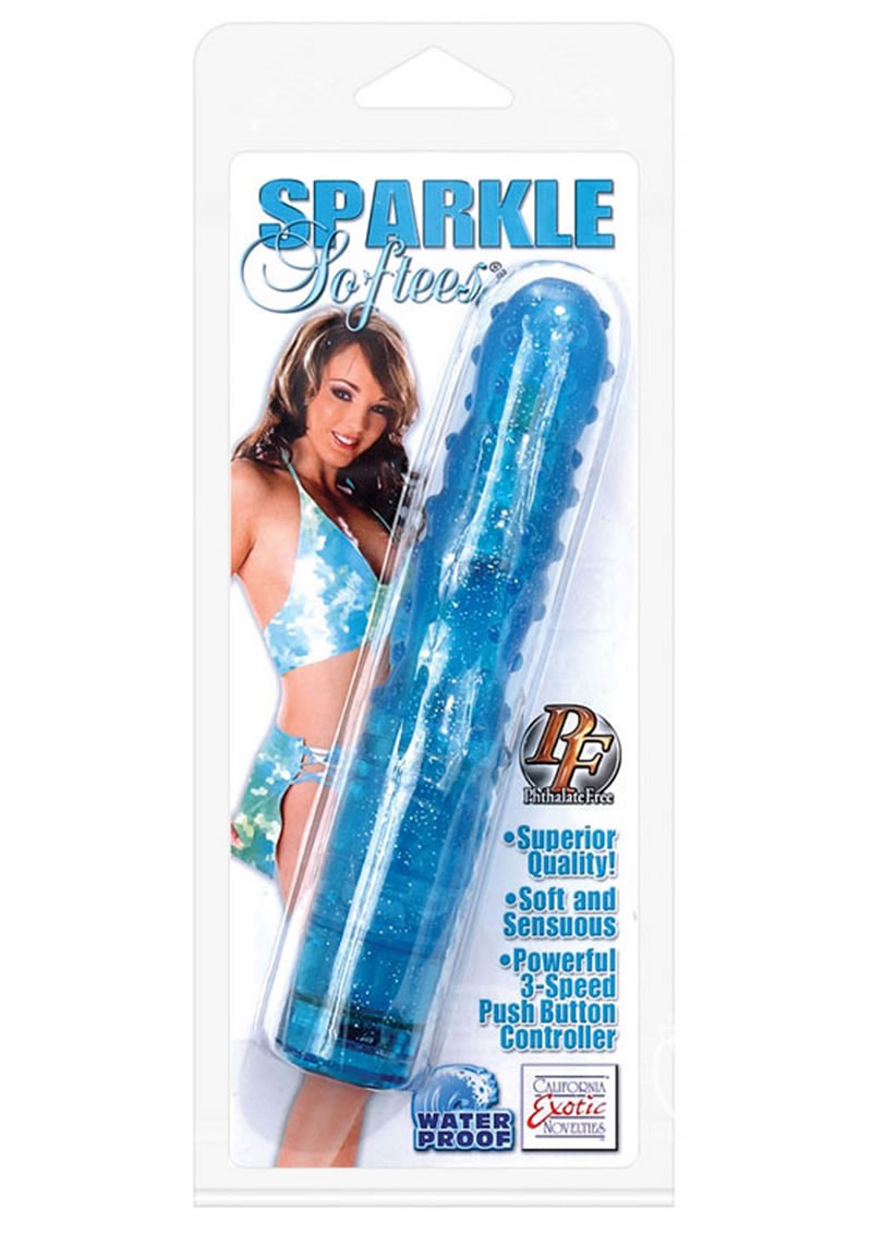 SPARKLE SOFTEES NUBBIE GLITTERED MASSAGER 5 INCH BLUE