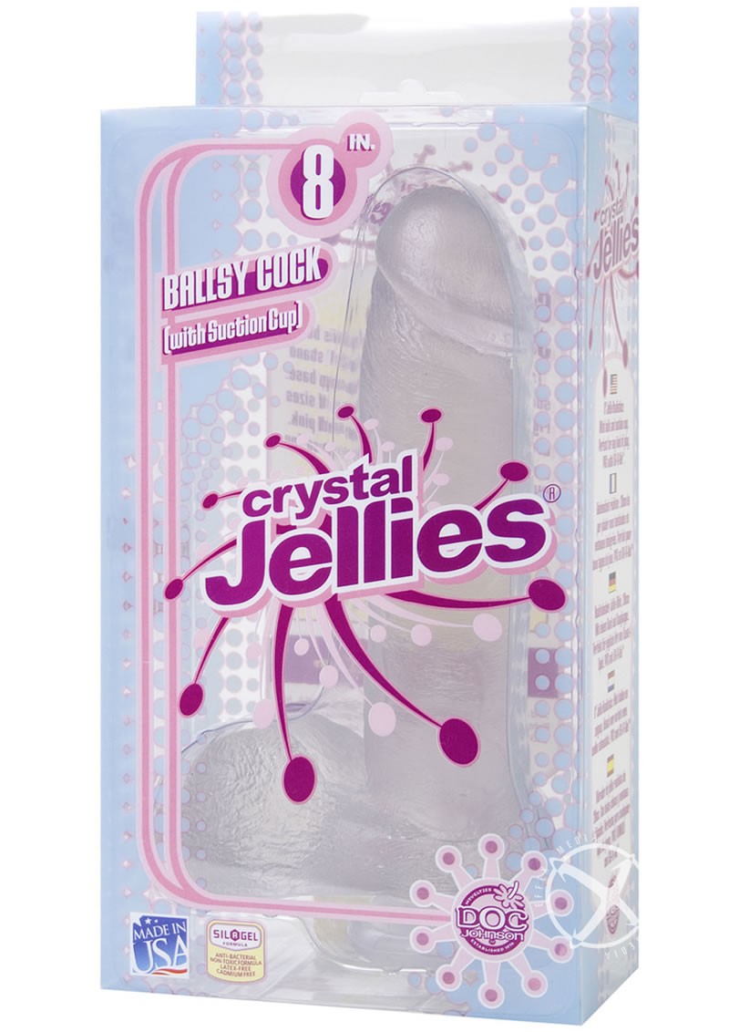 Crystal Jellies Ballsy Cock  Sil-A-Gel 8 Inch Clear