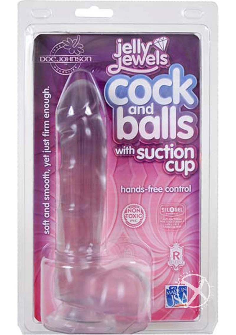Jelly Jewels Cock And Balls With Suction Cup 8 Inch Diamond