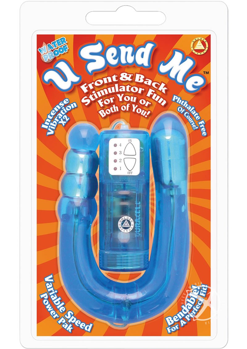 U SEND ME FRONT AND BACK STIMULATOR FUN BLUE WATERPROOF