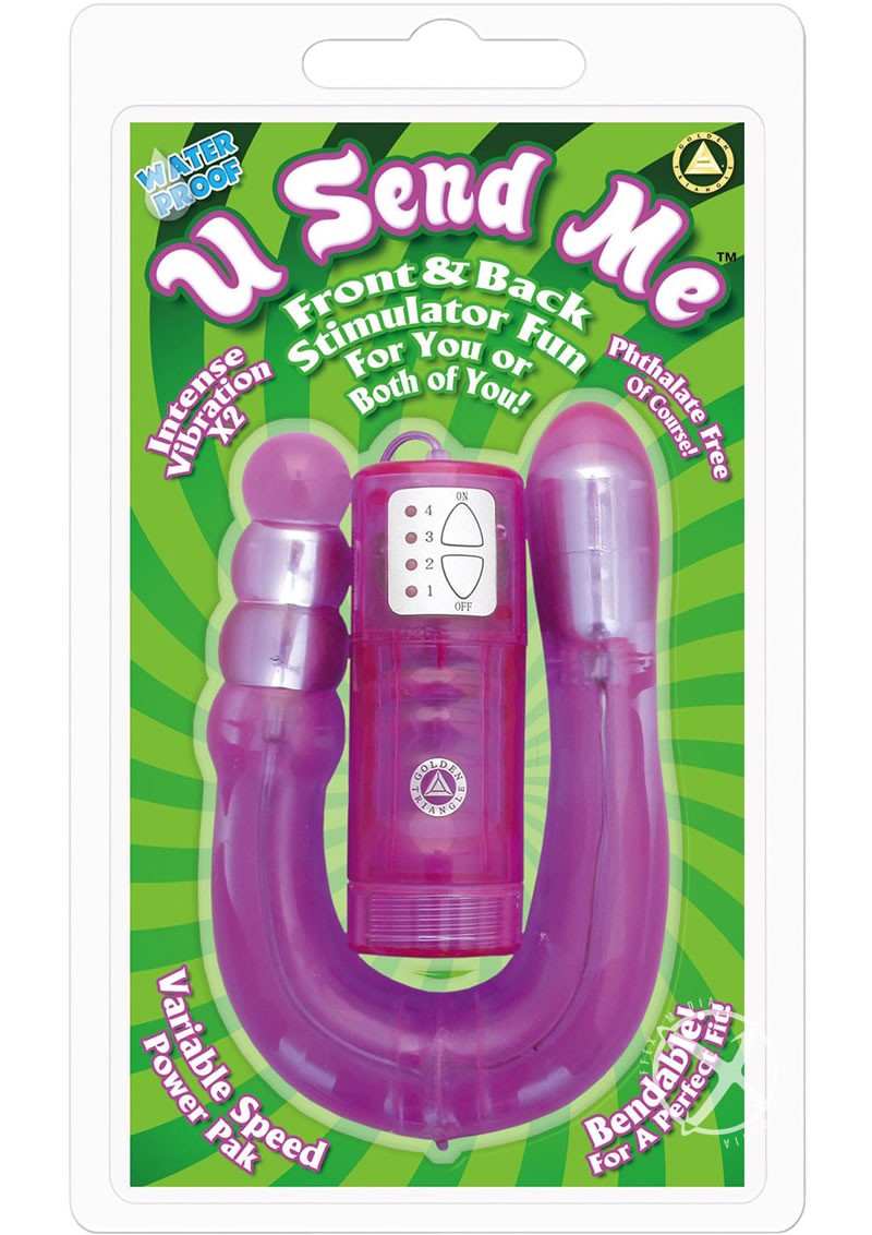 U SEND ME FRONT AND BACK STIMULATOR FUN PURPLE WATERPROOF
