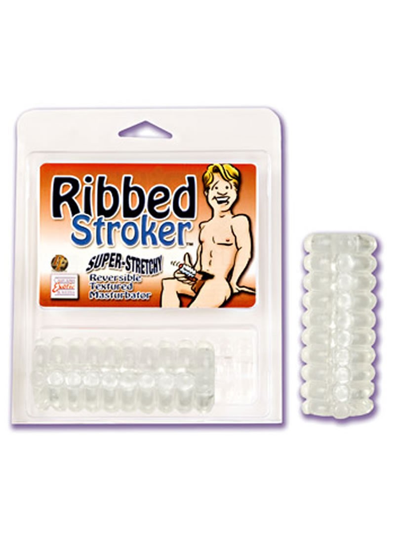 RIBBED STROKER REVERSIBLE TEXTURED MASTURBATOR SLEEVE CLEAR