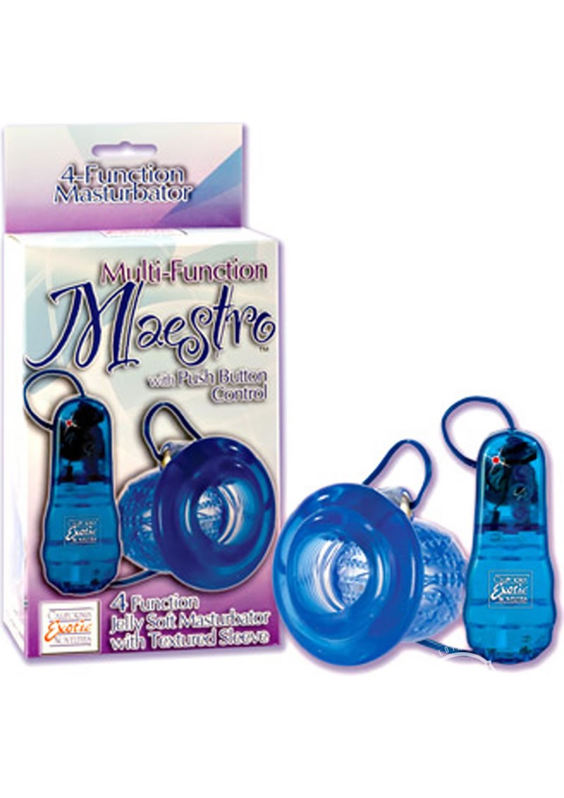 MEASTRO MULTIFUNCTION JELLY SOFT MASTURBATOR w/ MINI BULLET BLUE