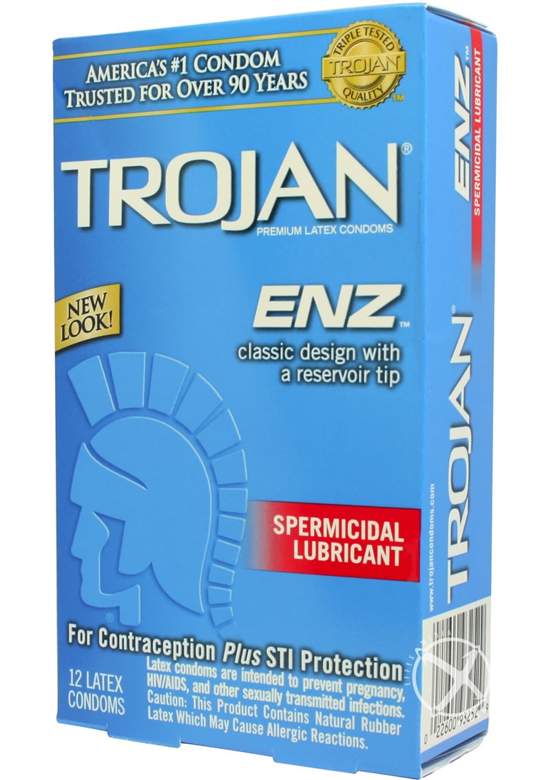 Trojan Condom Enz With Spermicidal Lubricant 12 Pack