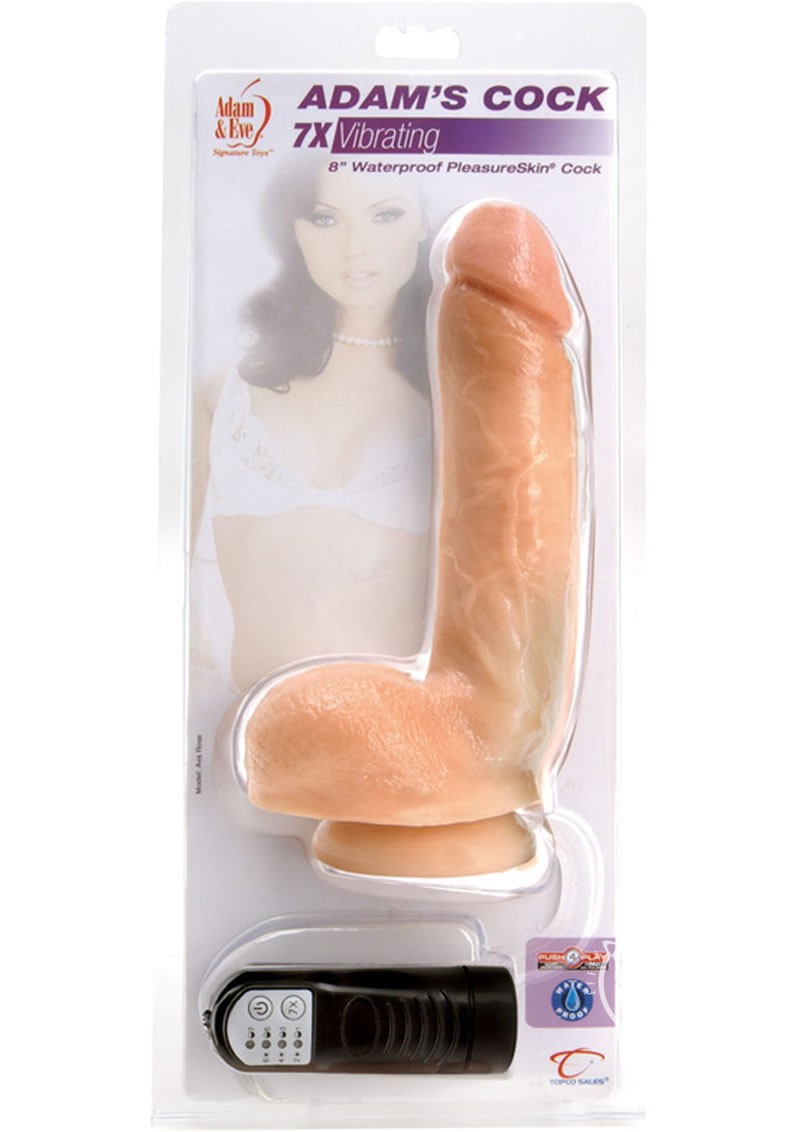 Adam`s Cock 7X Vibrating Dildo Waterproof 8.75 Inch Natural