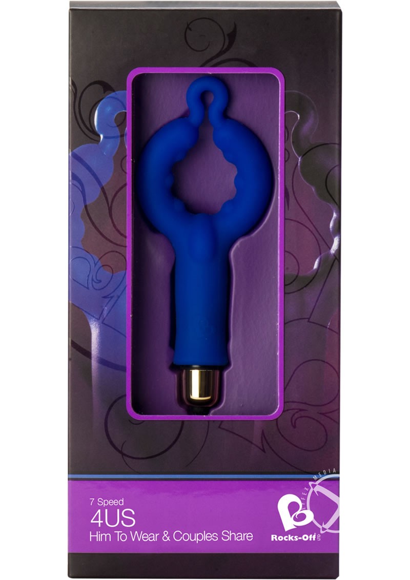 Rocks Off 4US Cock Ring 7 Speed Vibrating Blue