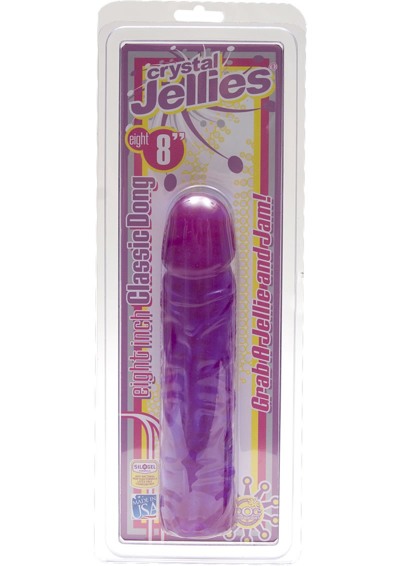 Crystal Jellies Classic Dong  Sil-A-Gel 8 Inch Purple