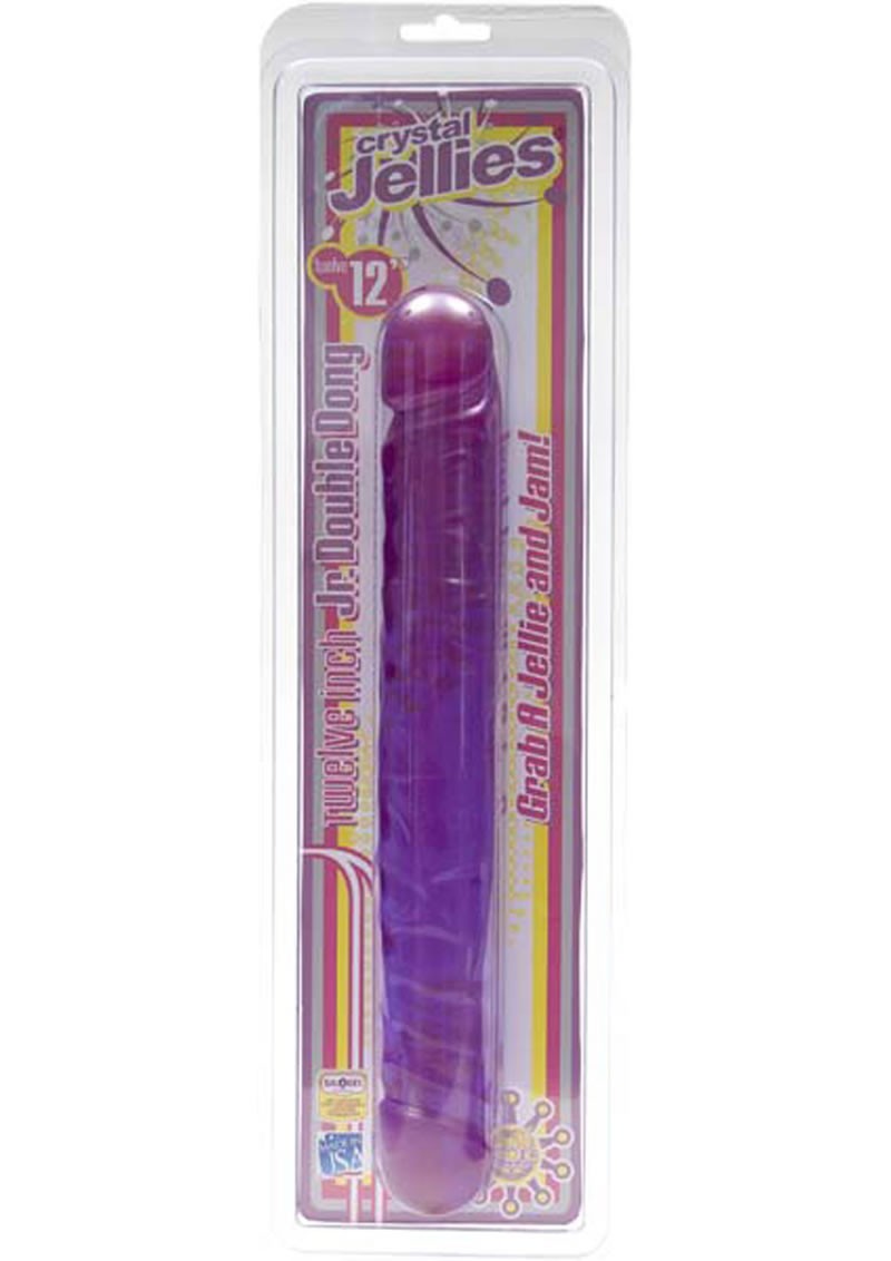 Crystal Jellies Jr Double Dong  Sil-A-Gel 12 Inch Purple