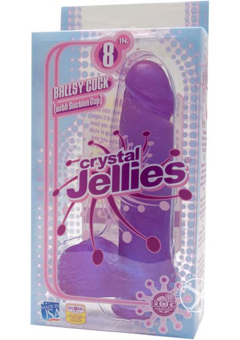Crystal Jellies Ballsy Cock  Sil-A-Gel 8 Inch Purple