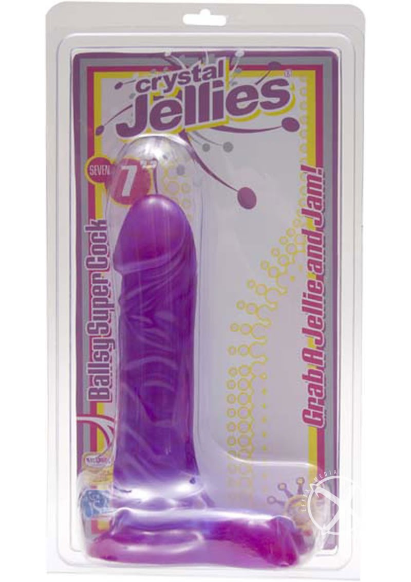 Crystal Jellies Ballsy Cock  Sil-A-Gel 7 Inch Purple