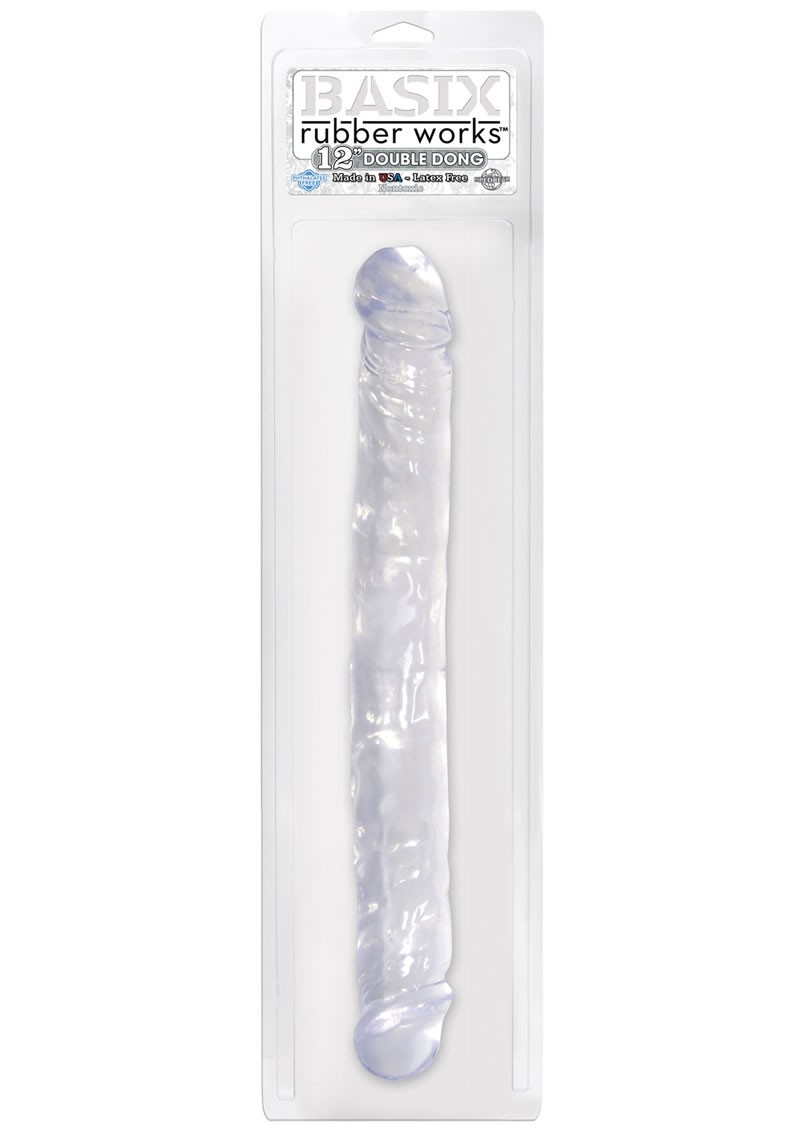 Basix Rubber Works 12 Inch Double Dong Waterproof Clear