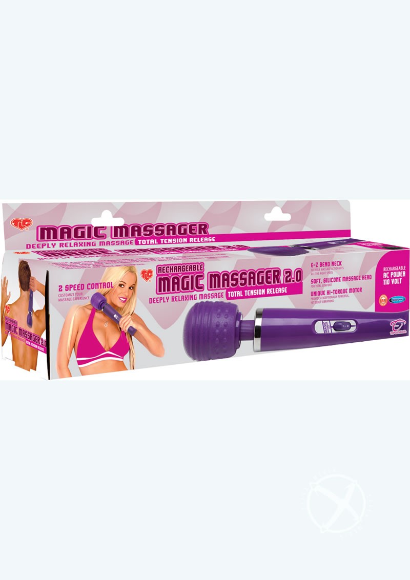 Adam & Eve Rechargeable Magic Massager 2.0 w/ Massage Tip Purple