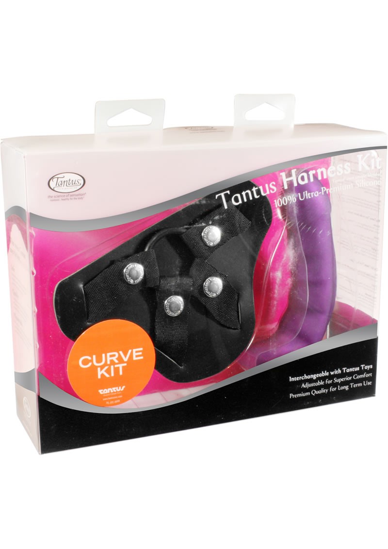 Curve Harness And Silicone Dong Kit 6 Inch Midnight Purple