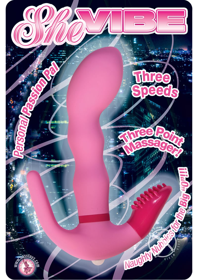 She Vibe 3 Speed 3 Point Massager 6 Inch Pink