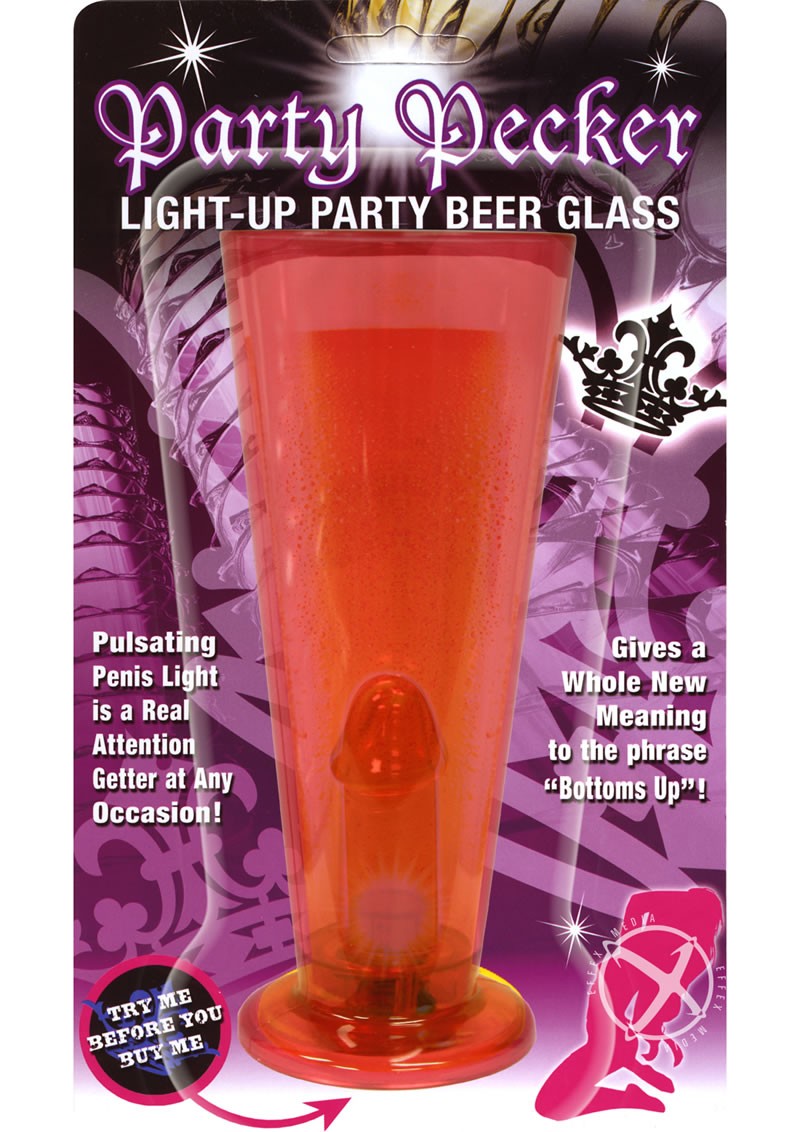 Party Pecker Light Up Party Beer Glass Red