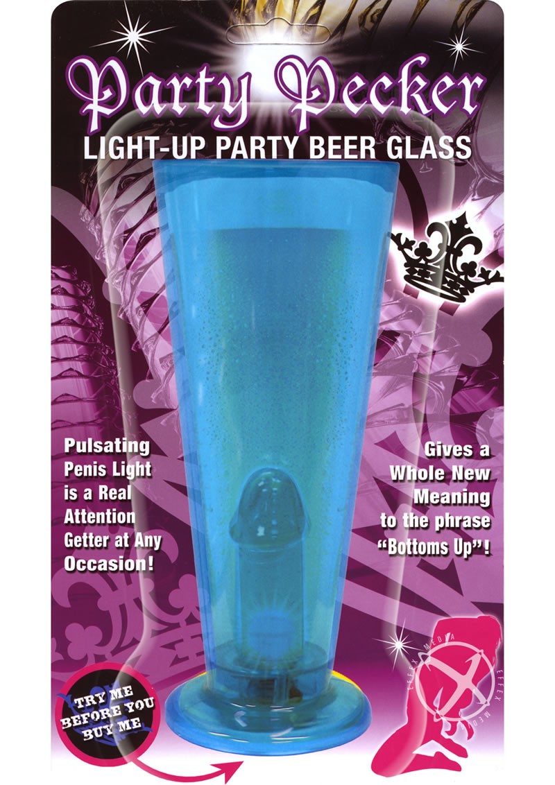 Party Pecker Light Up Party Beer Glass Blue
