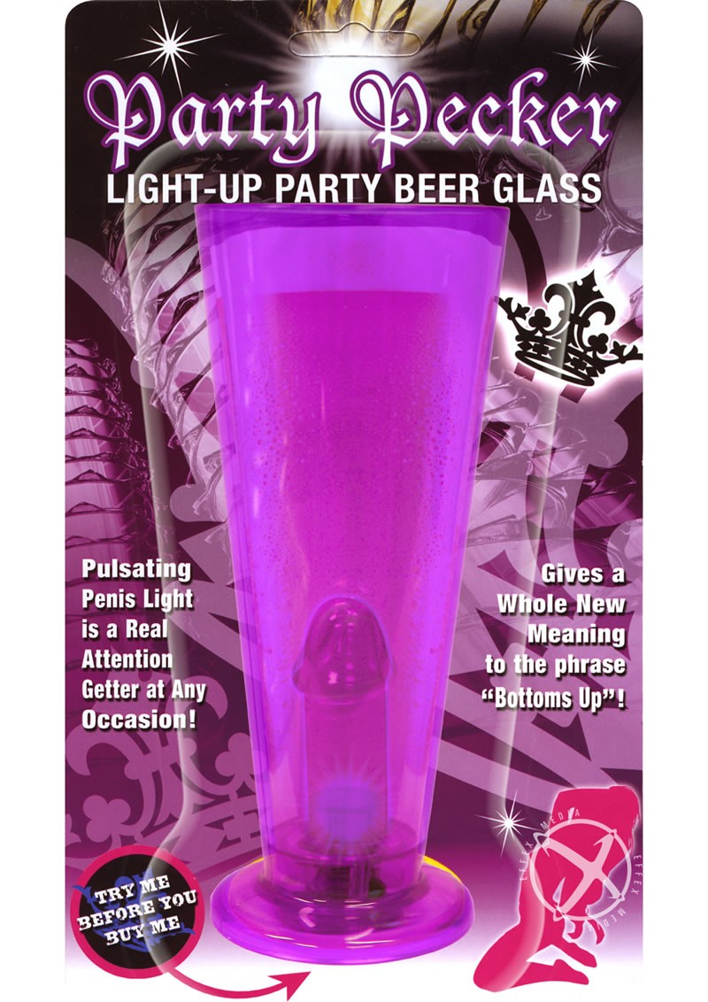 Party Pecker Light Up Party Beer Glass Purple