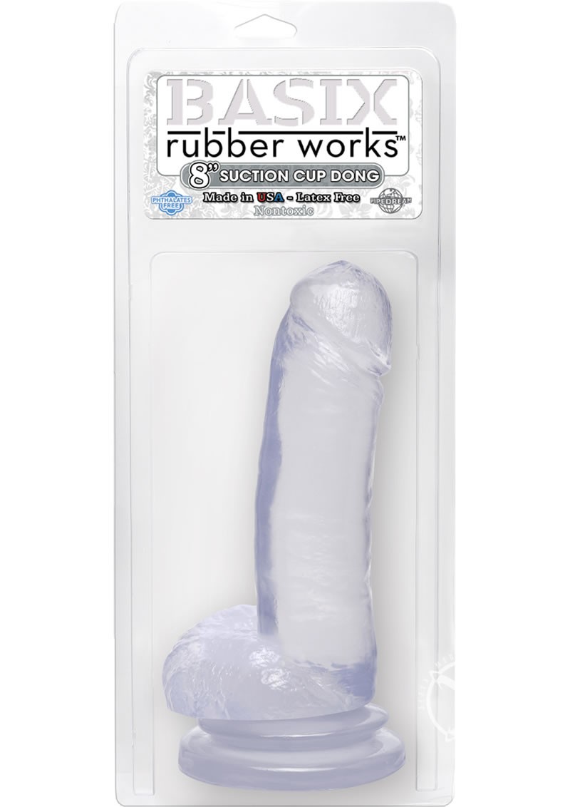 Basix Rubber Works 8 Inch Suction Cup Dong Clear