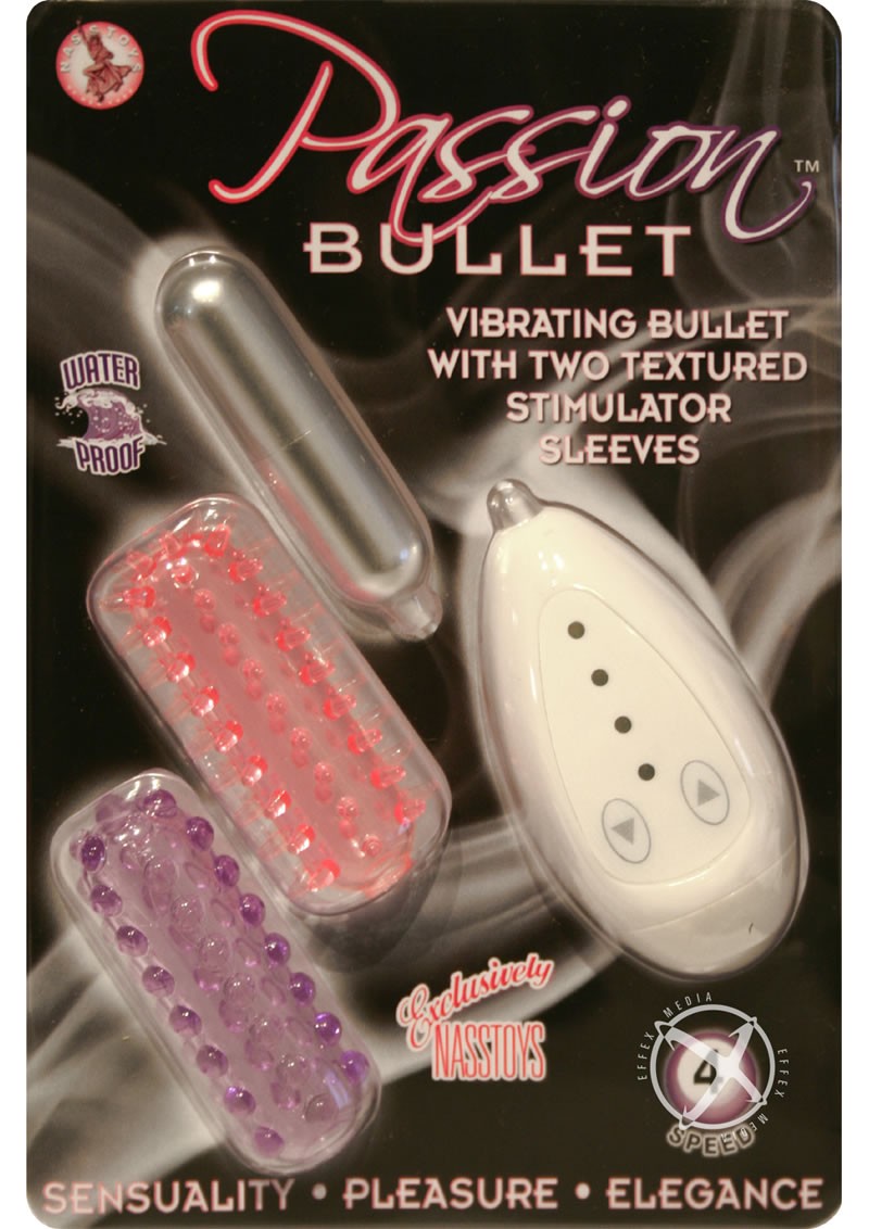 Passion Bullet Bullet w/ 2 Textured Stimulator Sleeve Waterproof