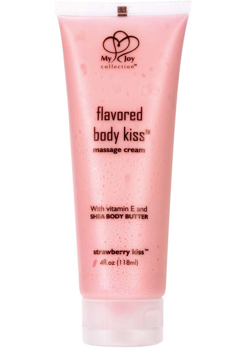 Flavored Body Kiss Water Based Massage Cream Strawberry Kiss 4 oz
