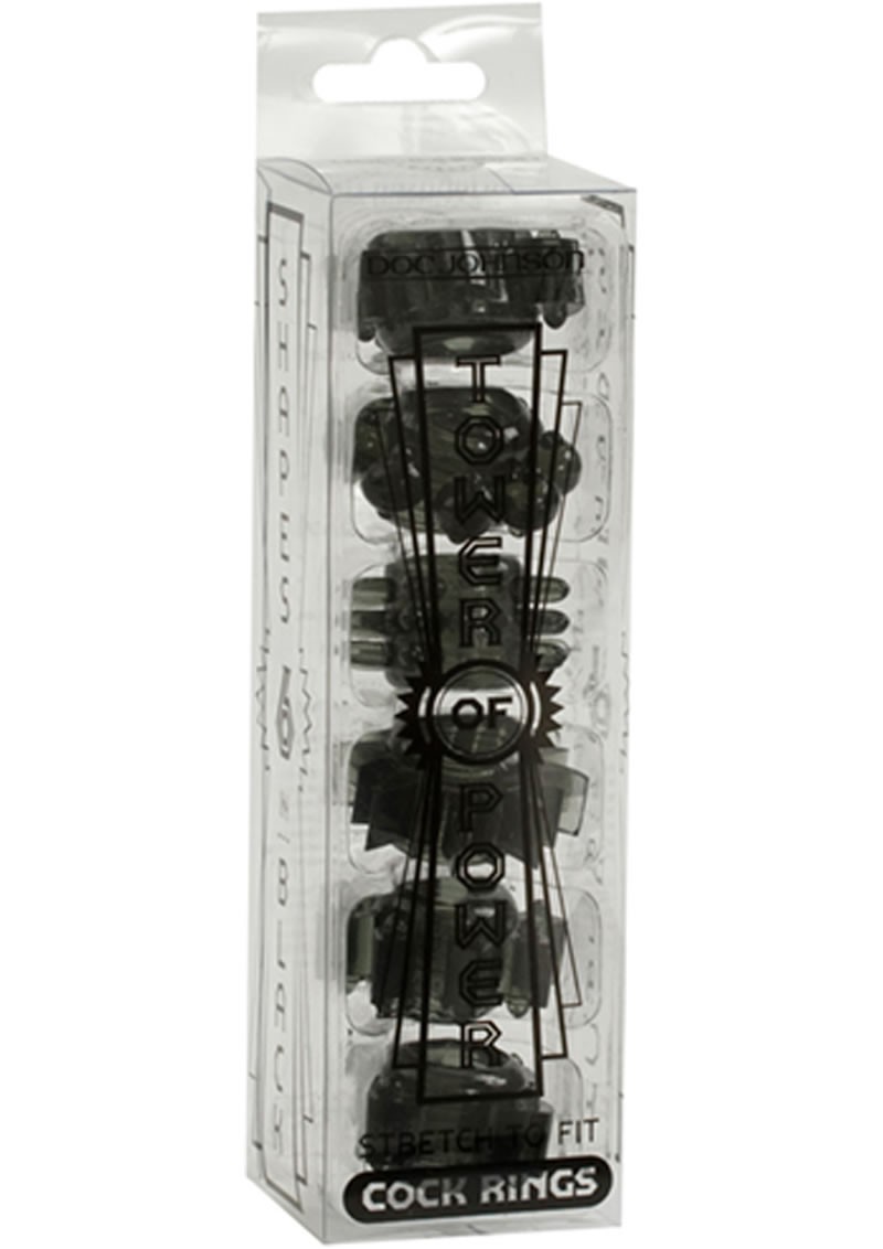 Tower Of Power Cock Rings 6 Pack Black