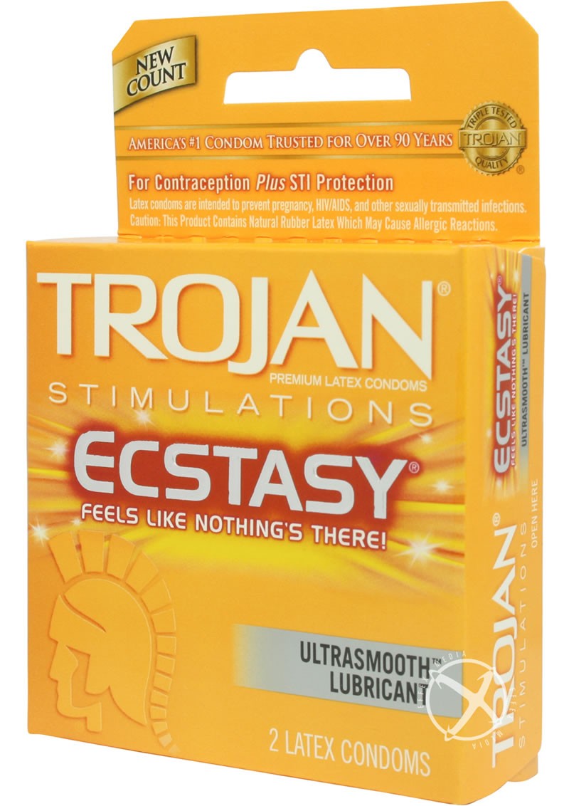 Trojan Condom Stimulations Ecstasy Lubrciated 2 Pack