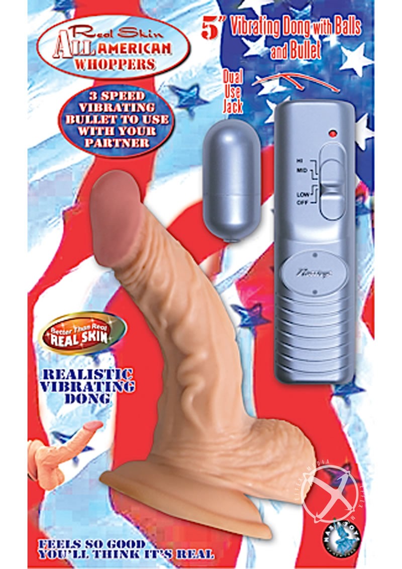 Real Skin All American Whoppers Dong w/ Balls 5 Inch Flesh