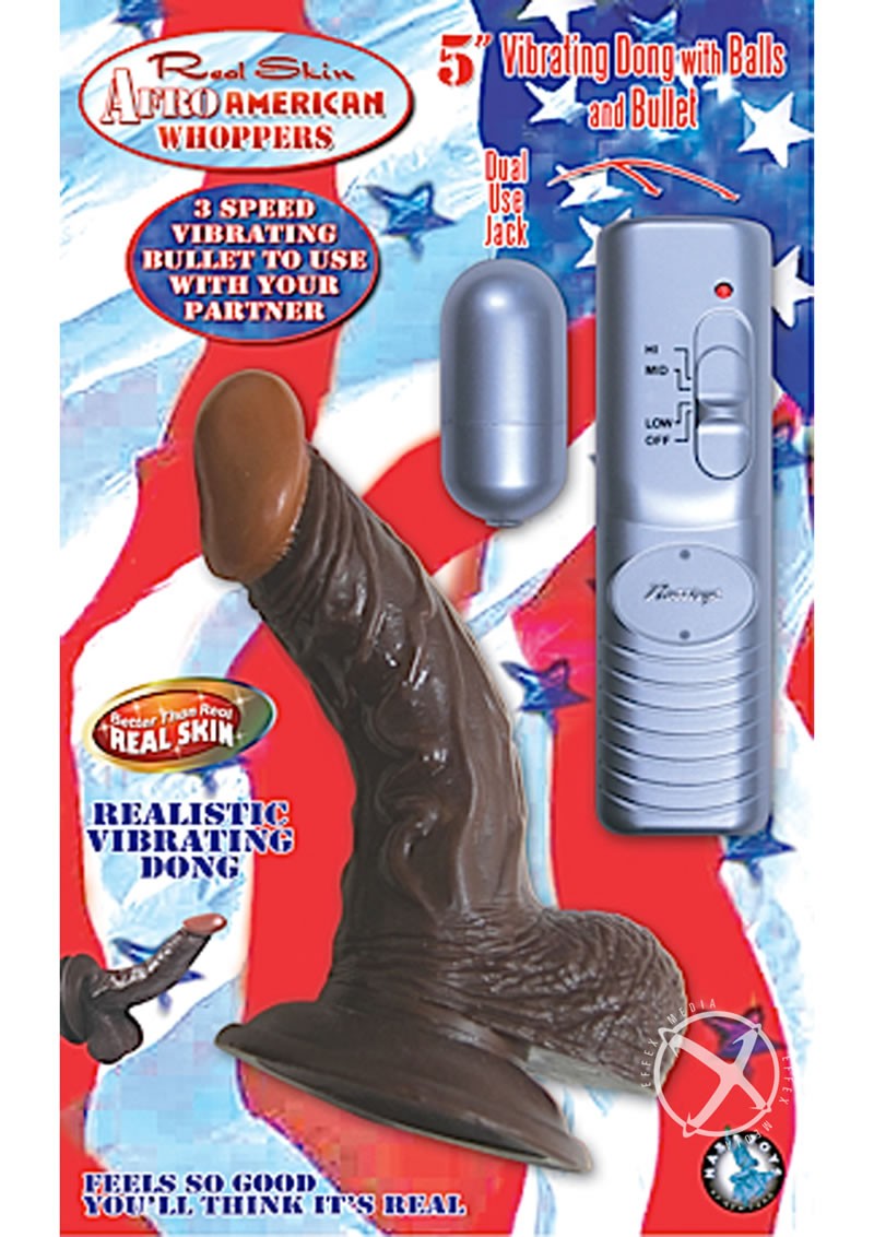 Real Skin Afro American Whoppers Dong w/ Balls 5 Inch Brown