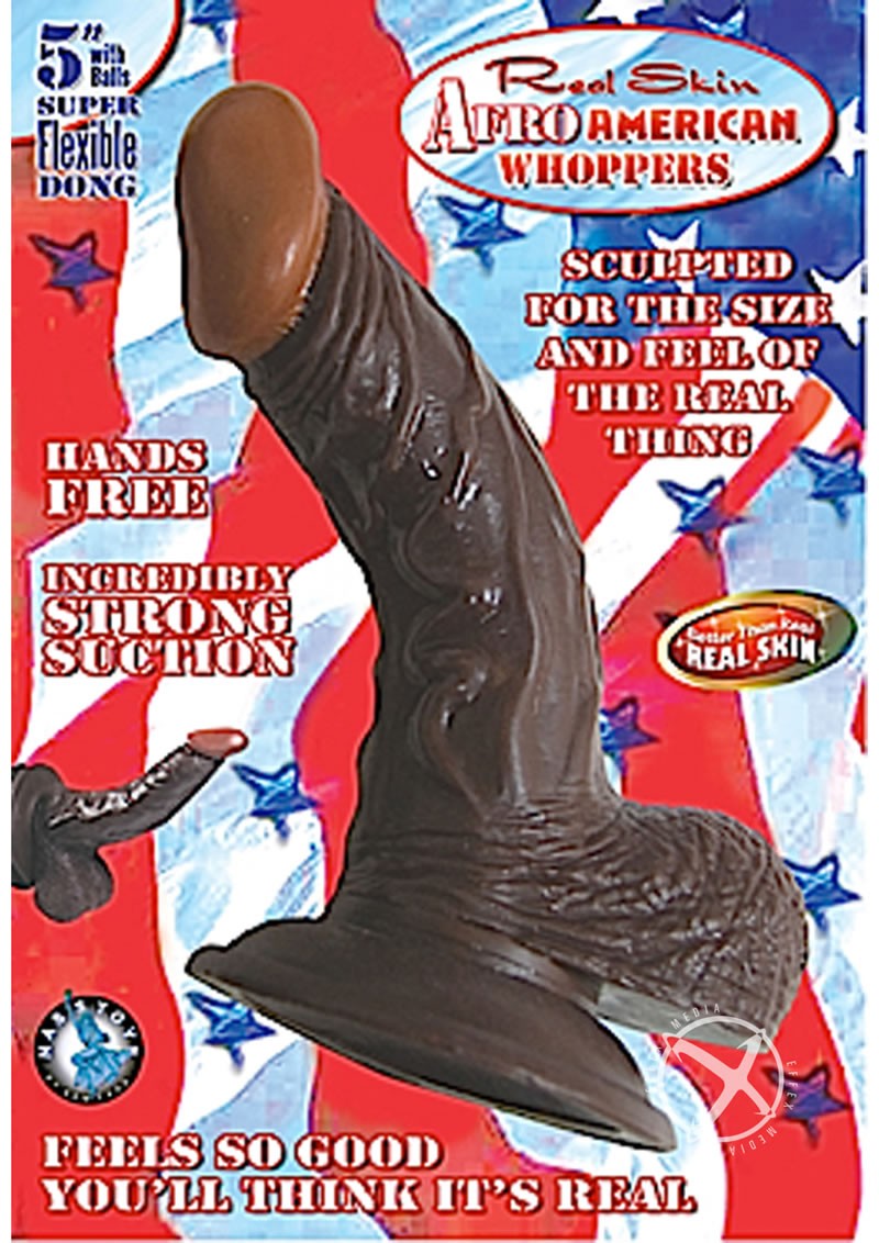 Real Skin Afro American Whoppers Dong w/ Balls 5 Inch Brown