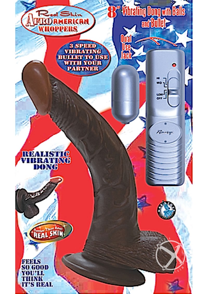 Real Skin Afro American Whoppers Dong w/ Balls 8 Inch Brown