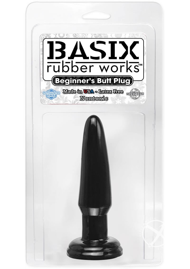 Basix Rubber Works Beginners Butt Plug 3.75 Inch Black
