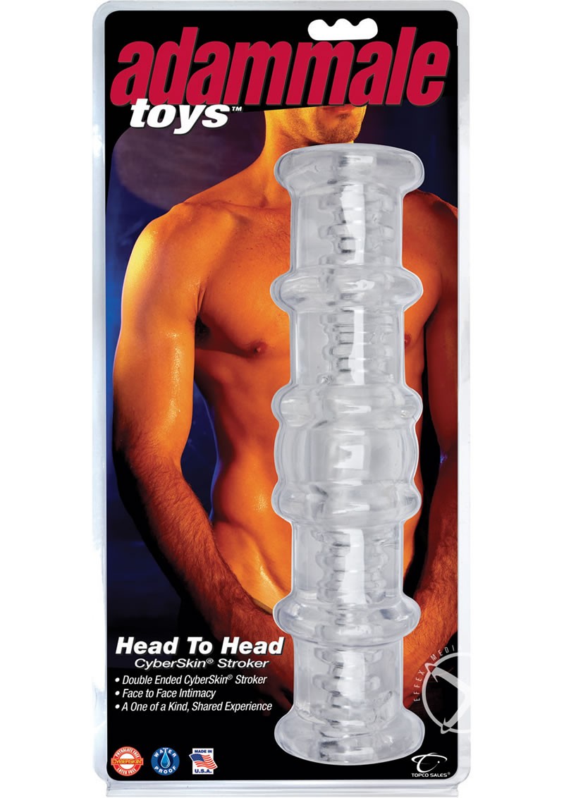 Adammale Head to Head Cyberskin Stroker 10 Inch Clear