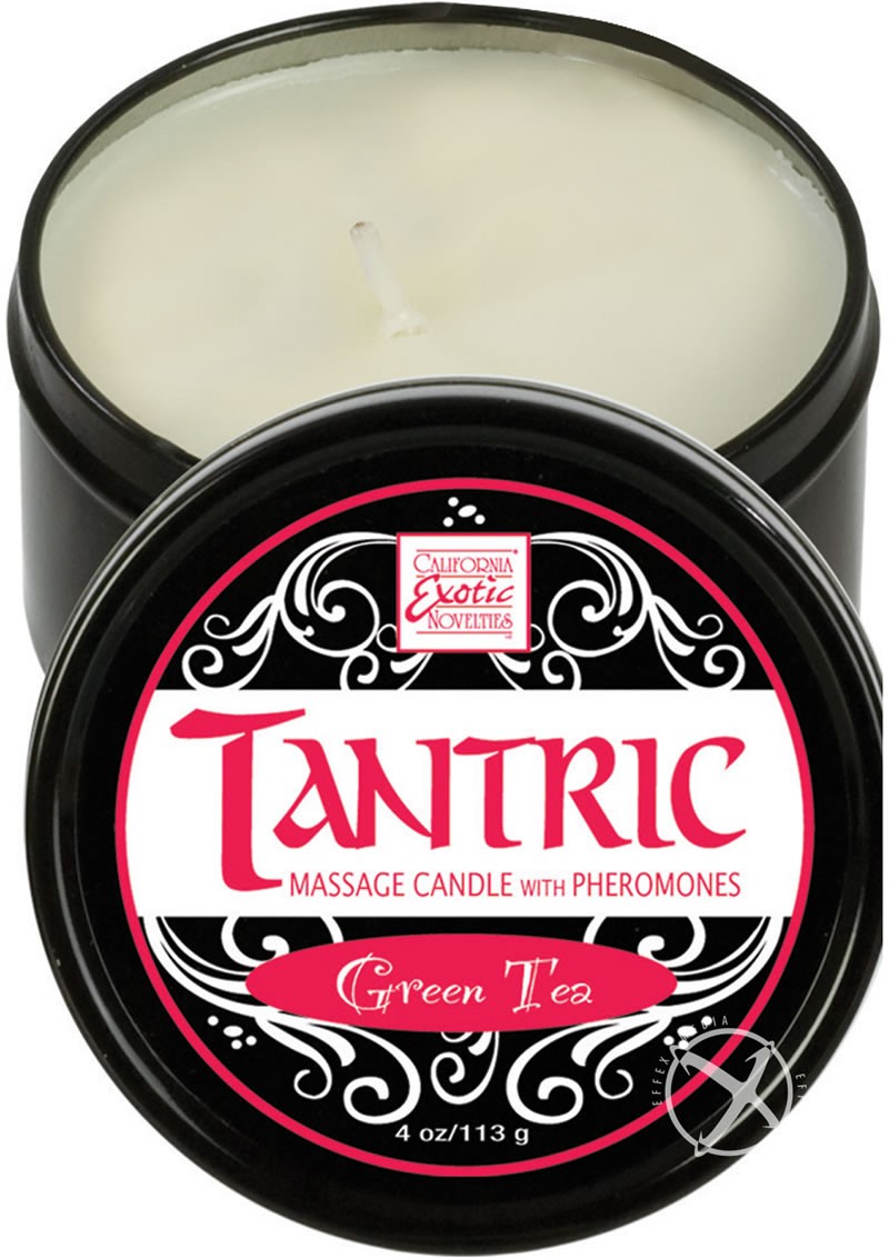 Tantric Massage Candle with Pheromones White Green Tea