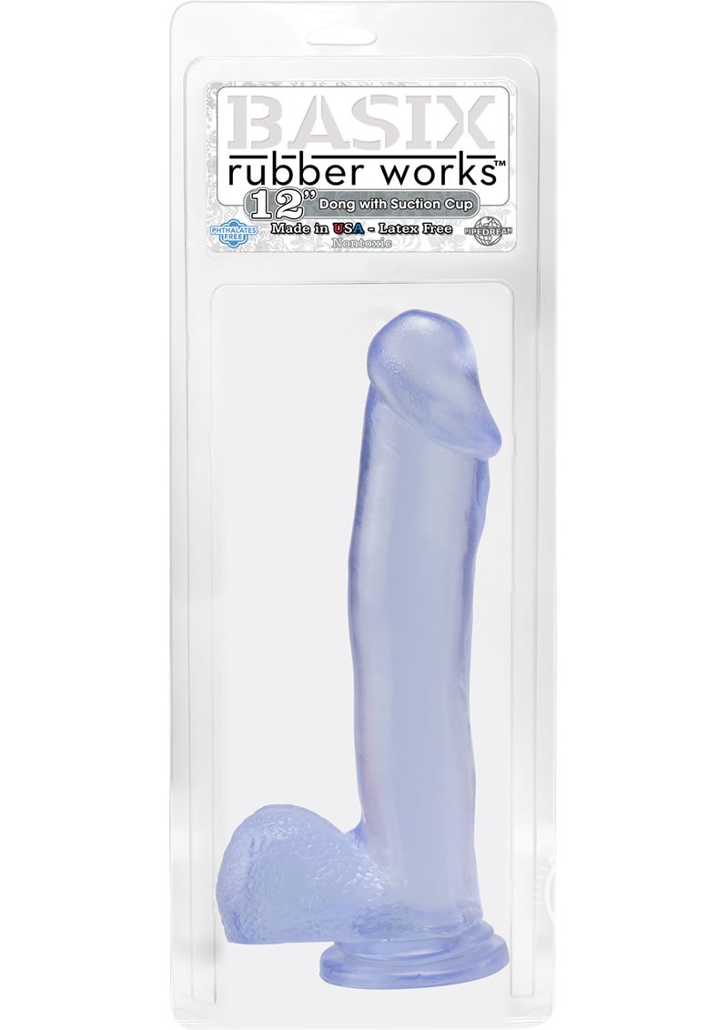 Basix Dong With Suction Cup Clear 12 Inch