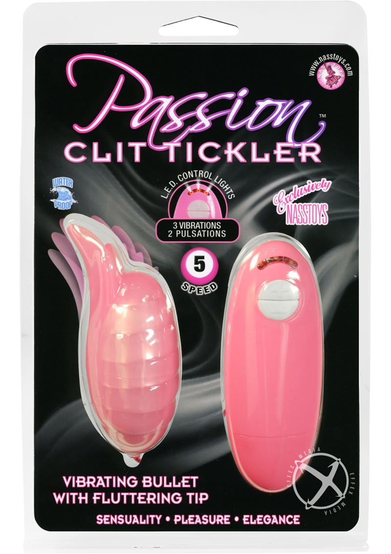 Passion Clit Tickler Bullet w/ Fluttering Tip 5 Speed Pink
