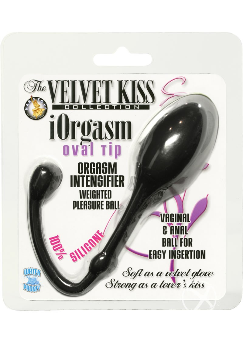 The Velvet Kiss iOrgasm Oval Tip Orgasm Intensifier Weighted Ball Watrproof Black
