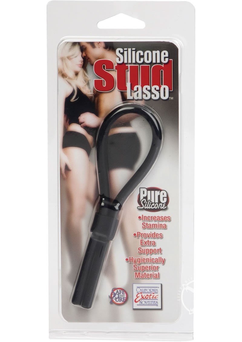Silicone Stud Lasso Adjustable Cock Ring Black