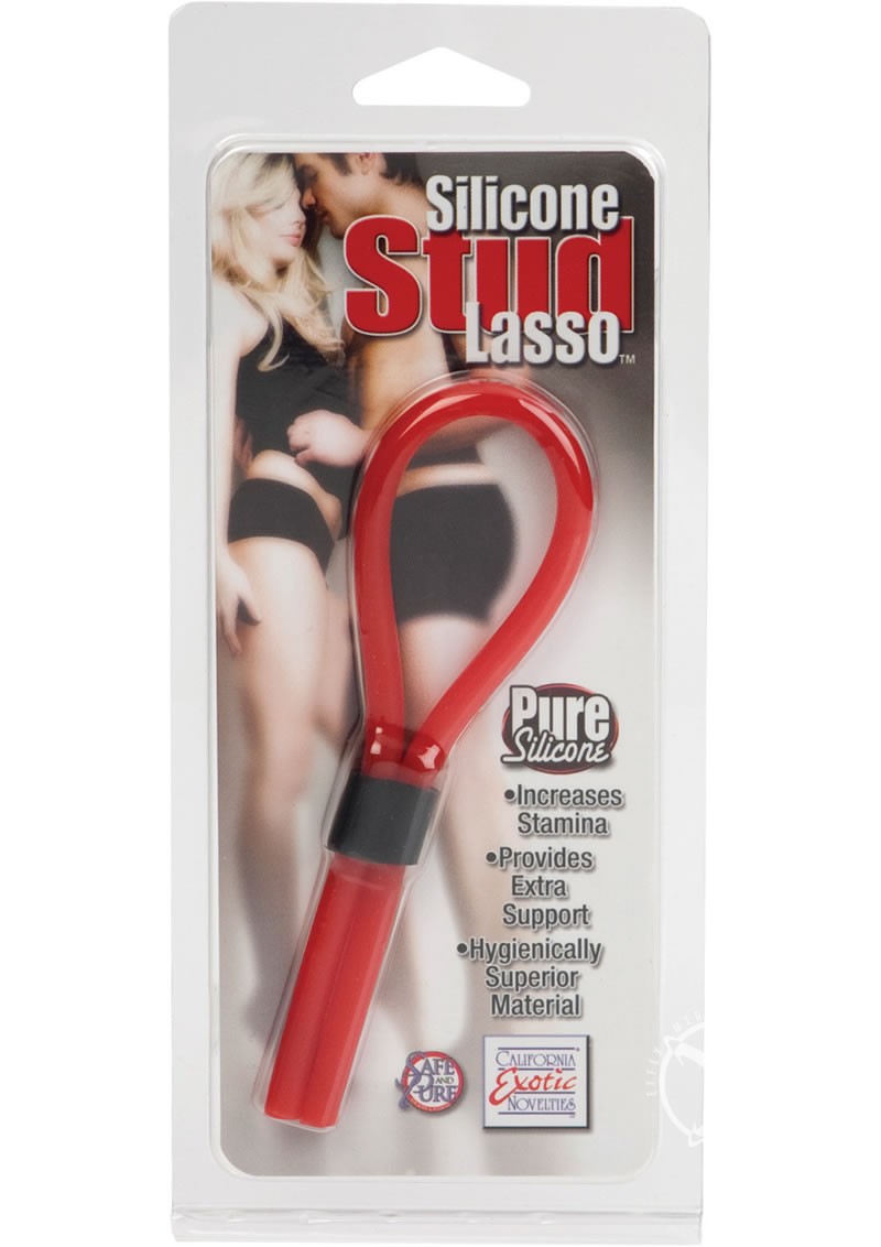 Silicone Stud Lasso Adjustable Cock Ring Red
