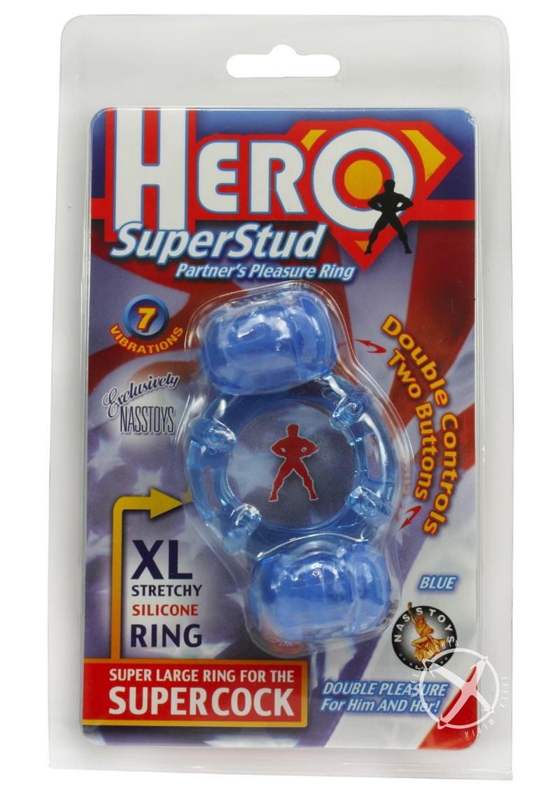 Hero Super Stud Partners Pleasure Ring XL Stretchy Ring Blue